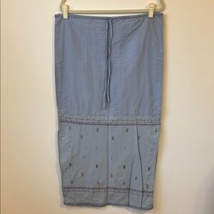 Vintage American Eagle Light Blue Embroidered Maxi Skirt